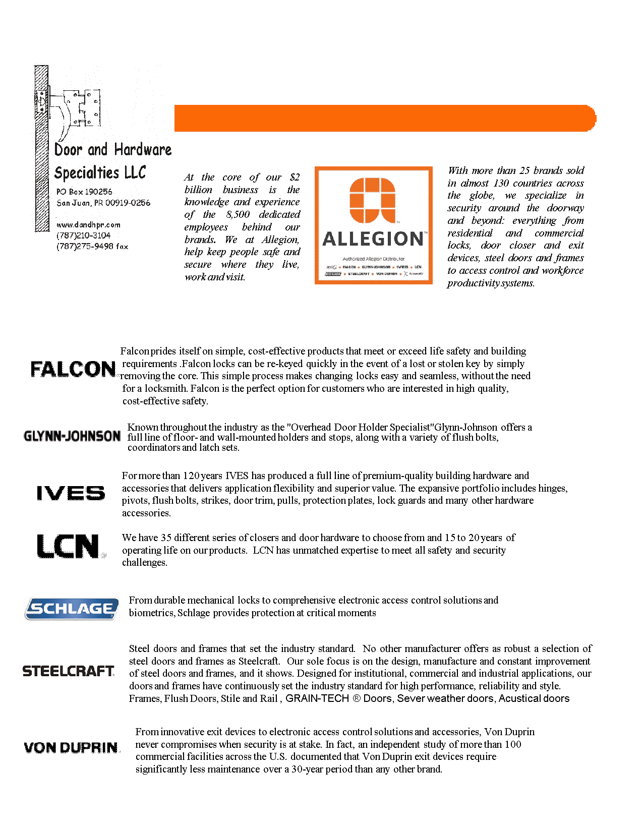 Door and Hardware Specialties Products Page